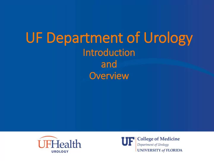 uf uf de depar partment t of ur urology gy