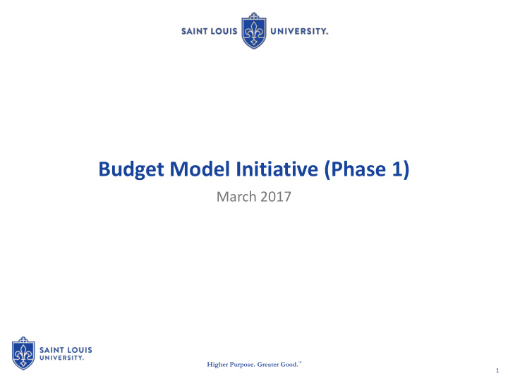 budget model initiative phase 1