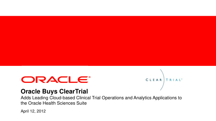 oracle buys cleartrial