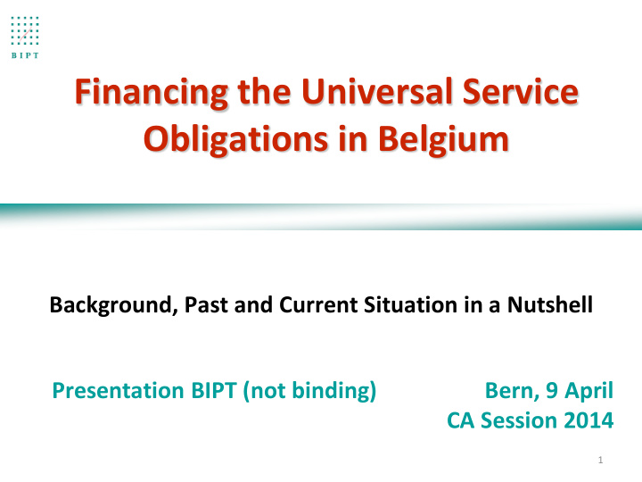 financing the universal service obligations in belgium