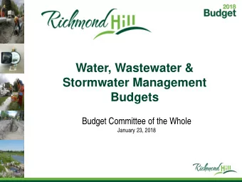 Water, Wastewater &amp;  Stormwater Management  Budgets  Budget Committee of the Whole  January 23,