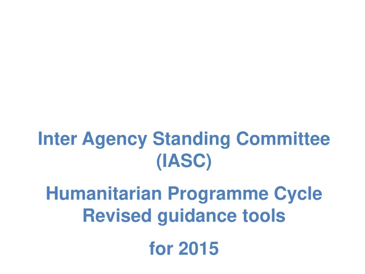 inter agency standing committee