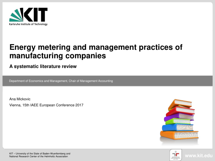 energy metering and management practices of manufacturing