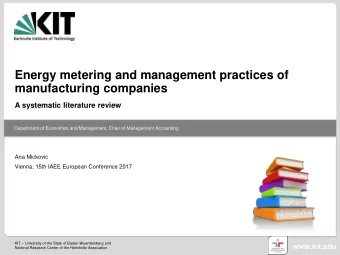 Energy metering and management practices of  manufacturing companies  A systematic literature