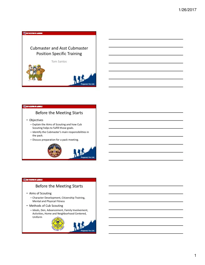 cubmaster and asst cubmaster position specific training