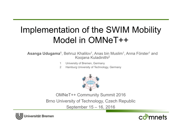 implementation of the swim mobility model in omnet