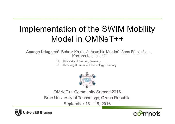 implementation of the swim mobility model in omnet