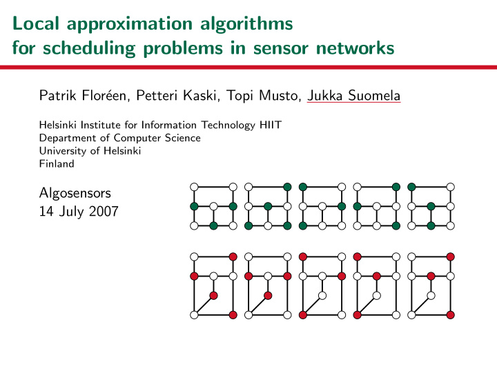 local approximation algorithms for scheduling problems in