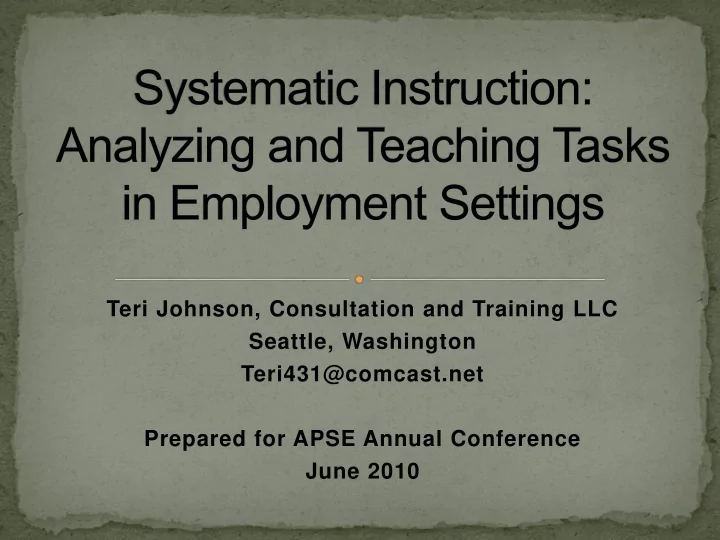 teri johnson consultation and training llc seattle