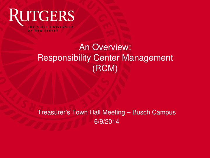 an overview responsibility center management rcm