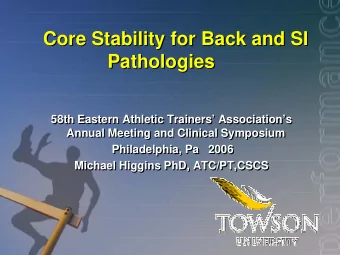 Core Stability for Back and SI  Core Stability for Back and SI  Pathologies  Pathologies  58th