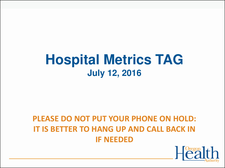 hospital metrics tag