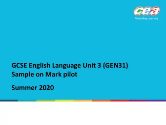 GCSE English Language Unit 3 (GEN31)  Sample on Mark pilot  Summer 2020  Background to Sampling