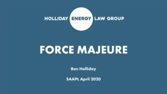 F O R C E M A J E U R E  B e n H olli d a y  S A A P L A pril 2 0 2 0  E N E R G Y I S T H E C E N