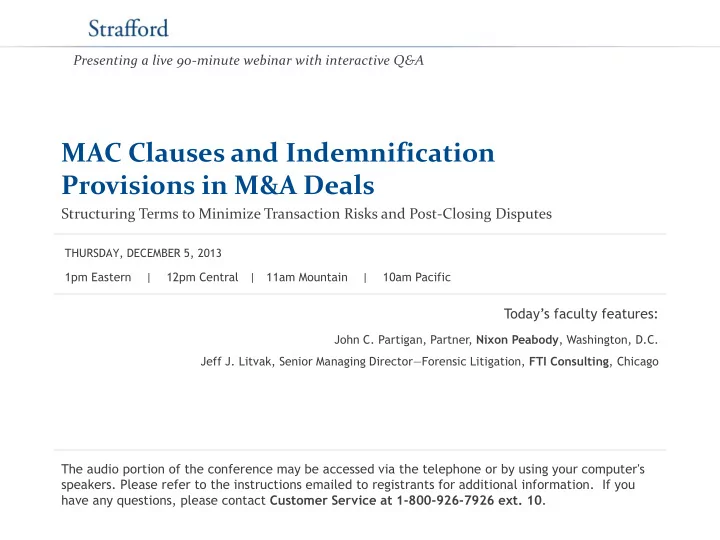 mac clauses and indemnification provisions in m a deals