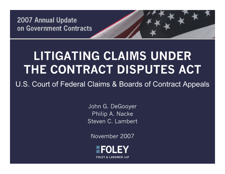 litigating claims under the contract disputes act