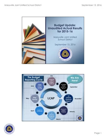 LCAP  Interim  May  December  Revise  Financial  Report  Governors  Preliminary  Budget  April