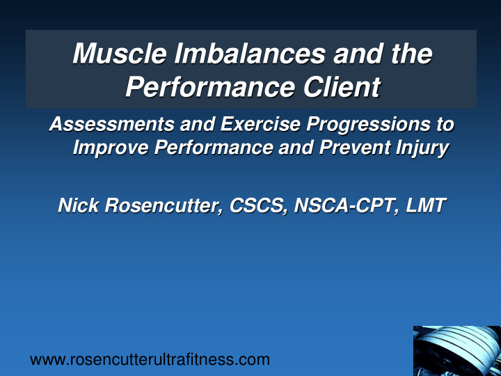 muscle imbalances and the performance client