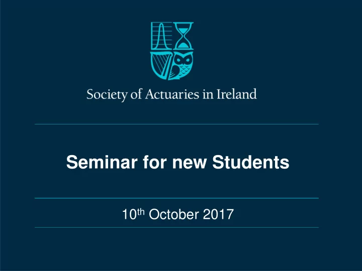 seminar for new students