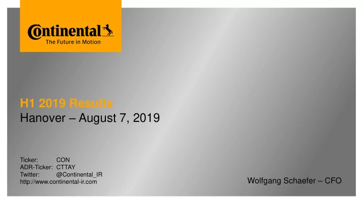 h1 2019 results hanover august 7 2019