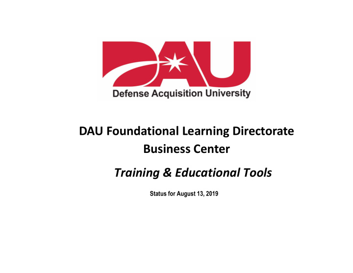 dau foundational learning directorate business center