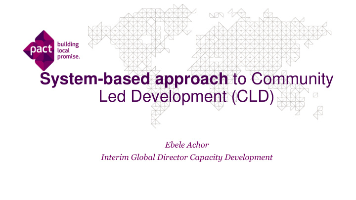 system based approach to community led development cld