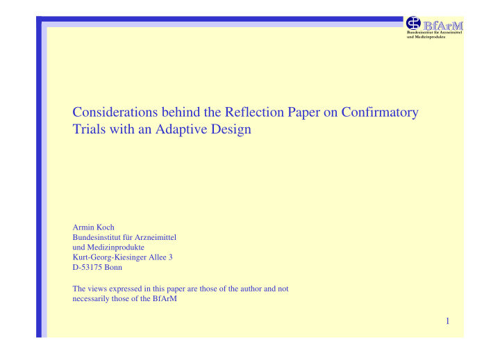 considerations behind the reflection paper on