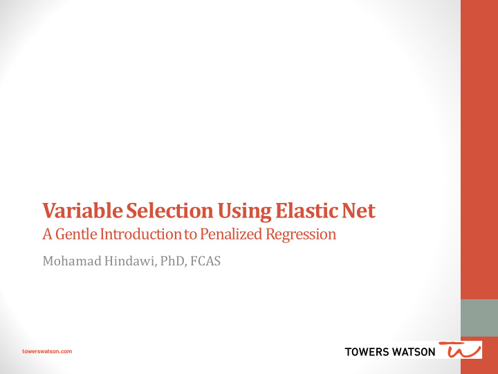 variable selection using elastic net