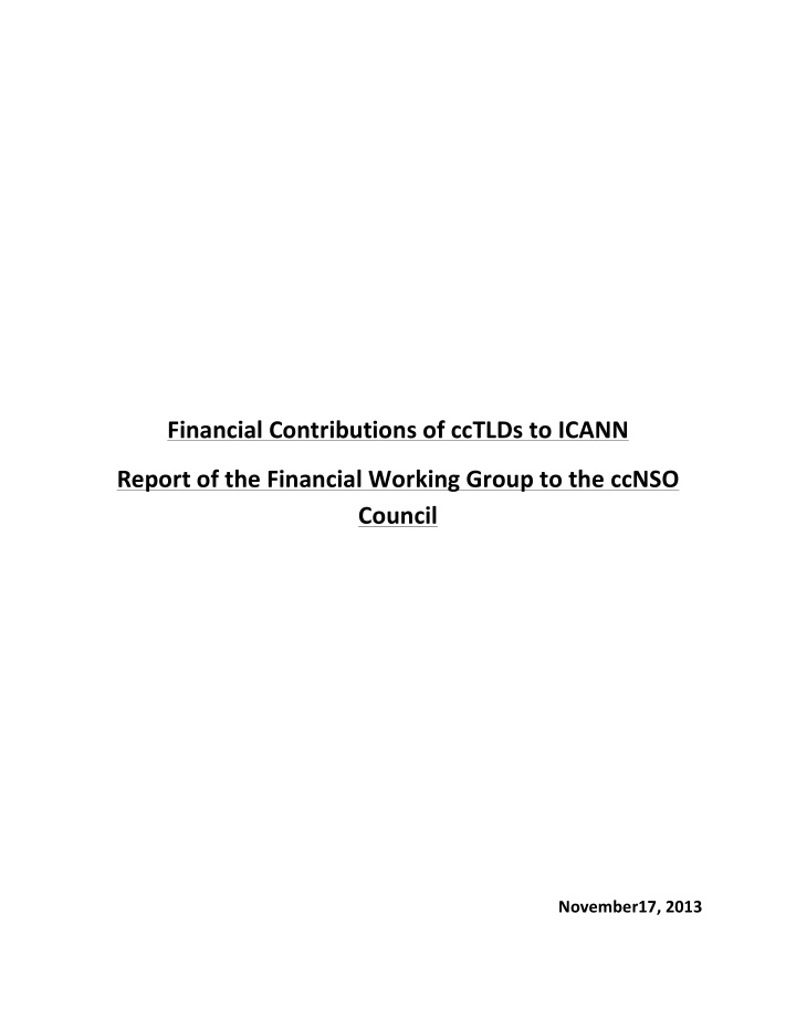 financial contributions of cctlds to icann report of the