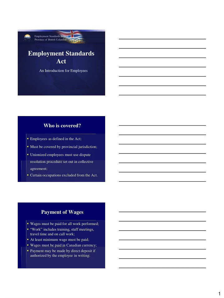 employment standards act