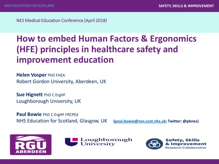 hfe principles in healthcare safety and