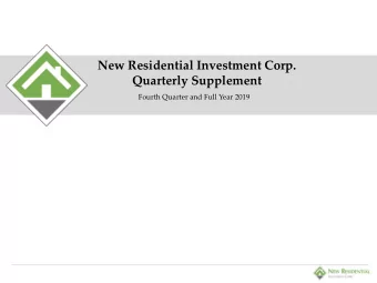 Quarterly Supplement  Fourth Quarter and Full Year 2019  Disclaimers IN GENERAL. This disclaimer