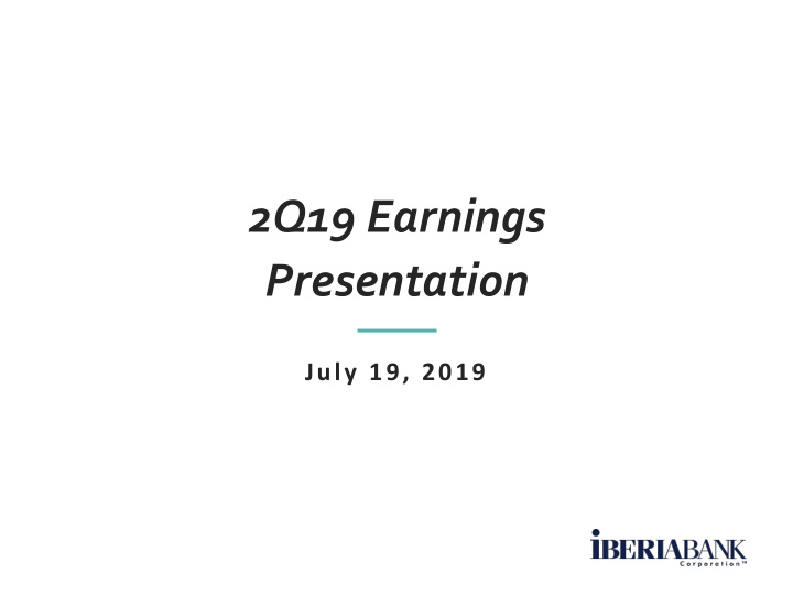 2q19 earnings presentation