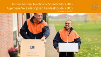 Annual General Meeting of Shareholders 2019  Algemene Vergadering van Aandeelhouders 2019  The