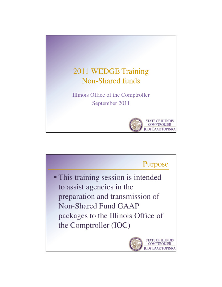 2011 wedge training non shared funds