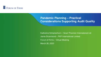 Pandemic Planning  Practical  Considerations Supporting Audit Quality Katherine Schamerhorn