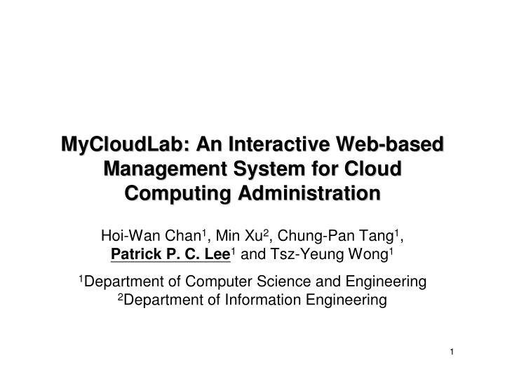 mycloudlab an interactive web based based mycloudlab an