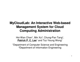MyCloudLab: An Interactive Web-  -based  based  MyCloudLab: An Interactive Web  Management System