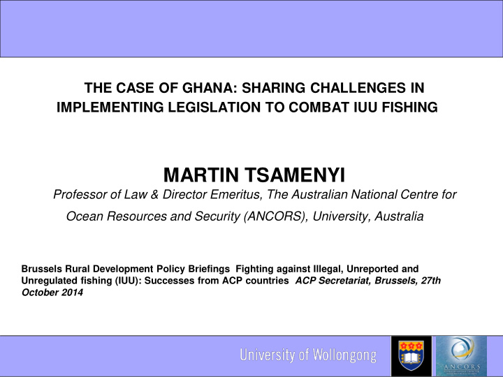 legislation to combat iuu fishing martin tsamenyi
