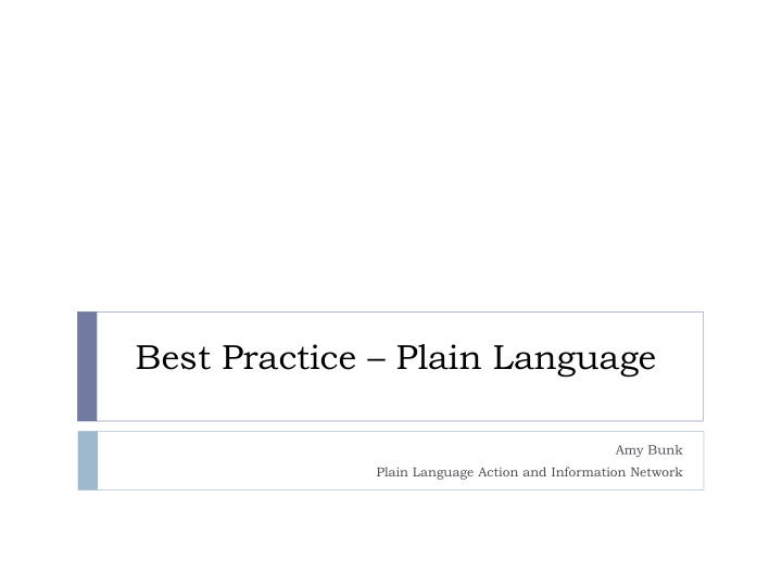 best practice plain language