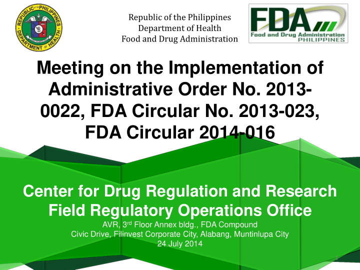 fda circular 2014 016