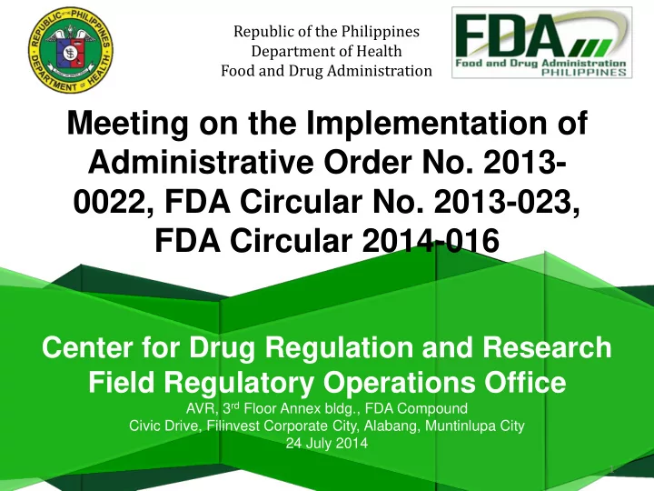 fda circular 2014 016