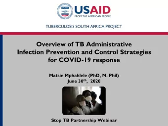 Overview of TB Administrative  Infection Prevention and Control Strategies  for COVID-19 response