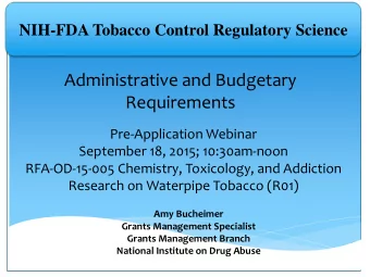 Requirements  Pre-Application Webinar  September 18, 2015; 10:30am-noon  RFA-OD-15-005 Chemistry,