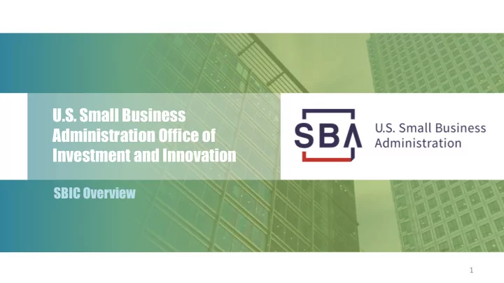 u s small business administration office of investment