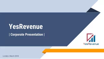 YesRevenue  | Corporate Presentation |  London, March 2018  WHO ARE WE?  Hotel Management