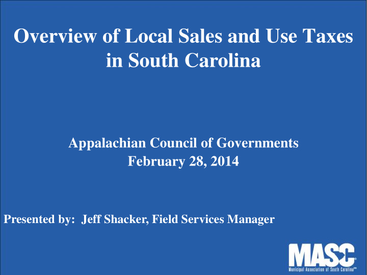 overview of local sales and use taxes