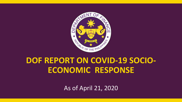 dof report on covid 19 socio economic response