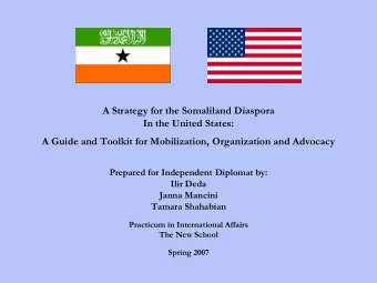 In the United States:  A Guide and Toolkit for Mobilization, Organization and Advocacy  Prepared