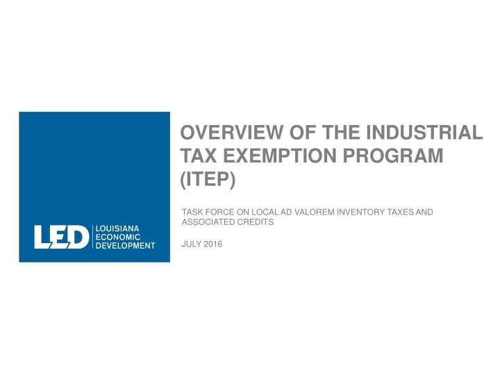 overview of the industrial